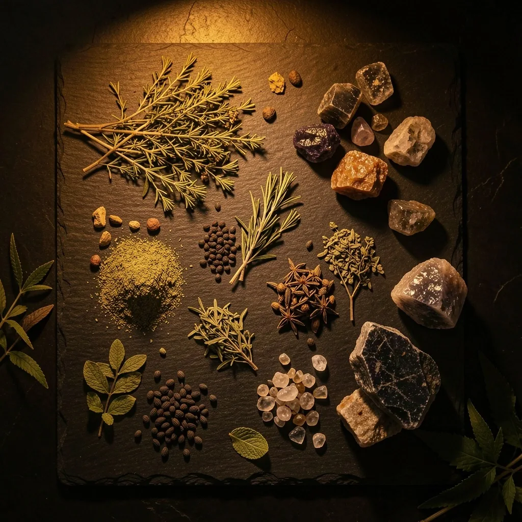 Collection of natural botanical ingredients and minerals